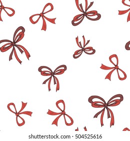 Christmas and New Year seamless with  bow. hand painted