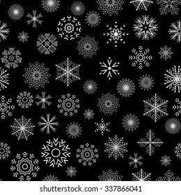 Christmas and New Year seamless gray pattern. Snowflakes. Vector Illustration