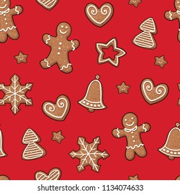 Christmas and New Year seamless pattern. Endless texture for wallpaper, web page background, wrapping paper and etc. Flat style.