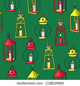 Christmas and New Year seamless pattern. Endless texture for wallpaper, web page background, wrapping paper and etc. Flat style.