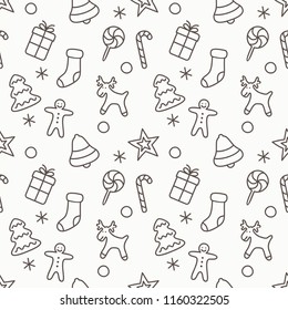 Christmas and New Year seamless pattern background template. Vector Illustration.