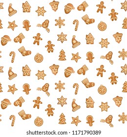 Christmas and New Year Seamless Pattern with Gingers