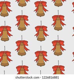 Christmas and new year seamless pattern. Vector holiday background with bells for greeting card design and packaging.