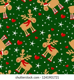 Christmas and New Year seamless pattern with deers