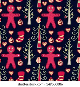 Christmas and New Year seamless pattern - vector
