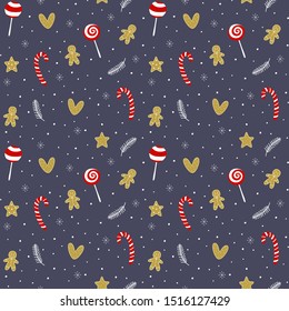 Christmas and New Year seamless pattern. Vector xmas background.