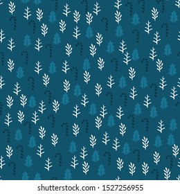 Christmas or New Year seamless pattern background with candies, and forest leaves retro style vector winter design