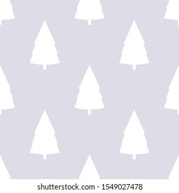Christmas or New Year seamless pattern with white Christmas trees on a blue background