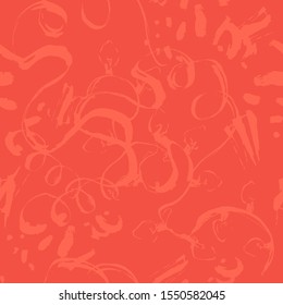 Christmas and new year seamless pattern with bright red abstract ribbons, christmas lights and snowflakes. For festive design background and packaging.