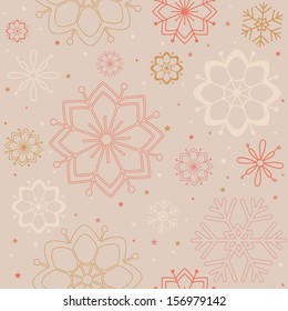 Christmas and new year seamless pattern illustration with snowflakes. EPS 10. No transparency. No gradients.