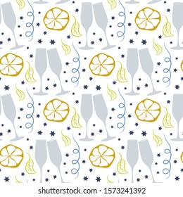 Christmas and New Year seamless pattern. Winter vector background for the holidays. Modern design for paper, wallpaper, textile, covers, interiors, prints, brochure, banners etc.