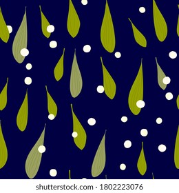 Christmas, New Year seamless pattern with mistletoe branches. Hand drawing, doodle style. Festive background for invitations, cards, packaging