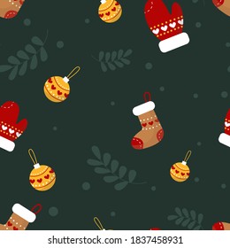 Christmas and new year seamless pattern. Vector background.