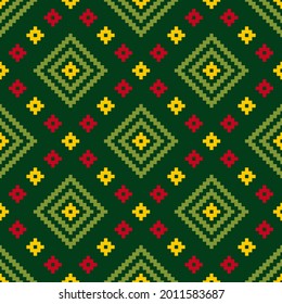 Christmas New year seamless pattern Geometric pixel ethnic pattern vector fashion textiles knitwear and graphics