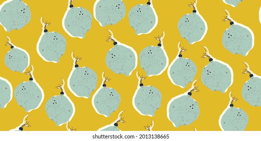 Christmas and New Year seamless pattern with tree toys in vector.