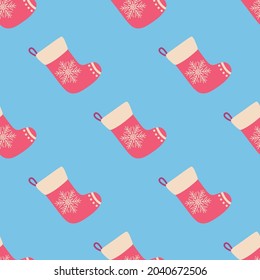 Christmas and New Year seamless pattern with socks