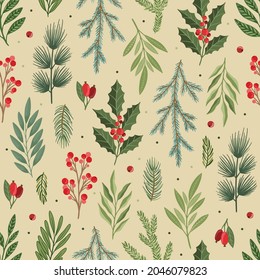Christmas and New Year seamless pattern, vector xmas background