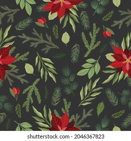 Christmas and New Year seamless pattern, vector xmas background