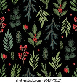 Christmas and New Year seamless pattern, vector xmas background