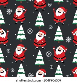 Christmas and New Year seamless pattern with winter elements . Vector illustration.