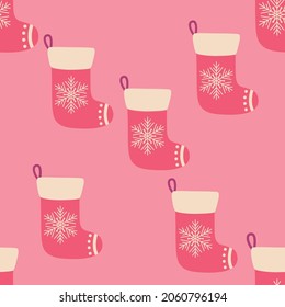 Christmas and New Year seamless pattern with socks