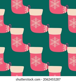 Christmas and New Year seamless pattern with socks