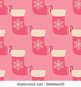 Christmas and New Year seamless pattern with socks
