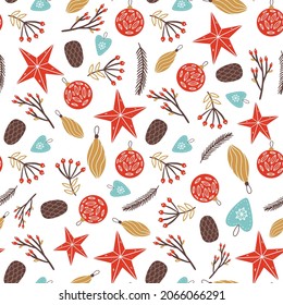 Christmas New Year seamless pattern vector illustration for wrapping paper and textiles