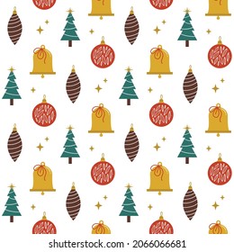 Christmas New Year seamless pattern vector illustration for wrapping paper and textiles