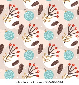 Christmas New Year seamless pattern vector illustration for wrapping paper and textiles