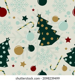 Navidad y Año Nuevo. Patrón sin foco. Plantilla festiva para textiles, papel envolvente, almohadas decorativas. Vector