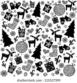 Christmas and New Year seamless pattern. Vector Illustration 