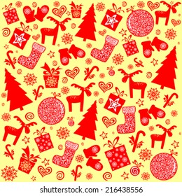 Christmas and New Year seamless pattern. Vector Illustration 