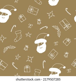 christmas and new year seamless pattern. hand drawn illustration in doodle style.