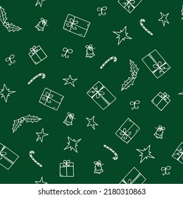 christmas and new year seamless pattern. hand drawn illustration in doodle style. 