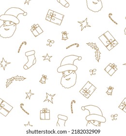 christmas and new year seamless pattern. hand drawn illustration in doodle style. 