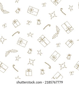 christmas and new year seamless pattern. hand drawn illustration in doodle style.