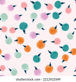 Christmas and New Year seamless pattern with Christmas tree toys in vector.