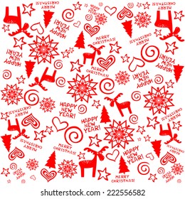 Christmas and New Year seamless pattern. Vector Illustration 