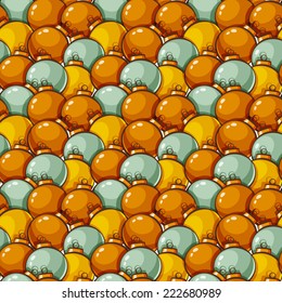 Christmas and New Year seamless pattern. Vector background with gold and silver christmas balls. 