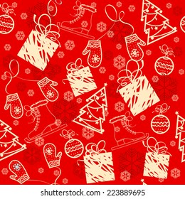 Christmas and New Year seamless pattern. Vector Illustration