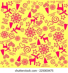 Christmas and New Year seamless pattern. Vector Illustration