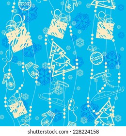 Christmas and New Year seamless pattern. Vector Illustration