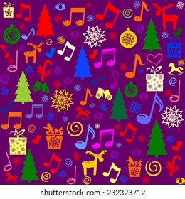 Christmas and New Year seamless pattern. Vector Illustration 