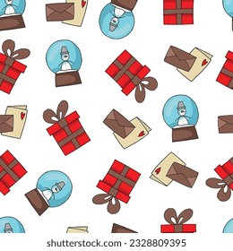 Christmas and New year seamless pattern in oodle style 