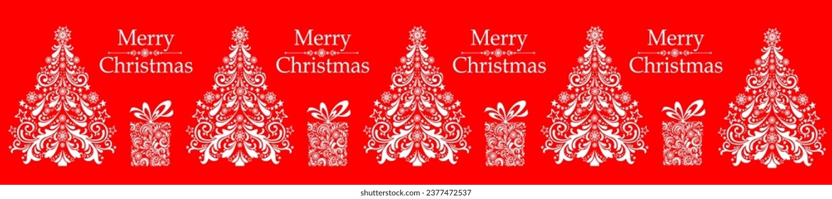 Christmas and New Year seamless pattern. Merry christmas wallpaper. A set of assorted seamless borders and frames for the Christmas season. Vector illustration
