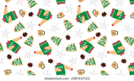 Christmas or New Year seamless pattern. Gift wrap or fabric print