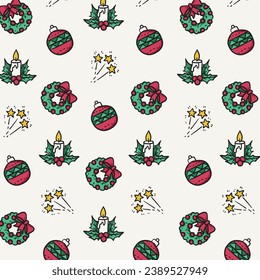 Christmas and New Year seamless pattern