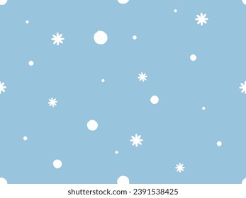 Christmas or New year seamless pattern with snowflakes on blue sky background vector.