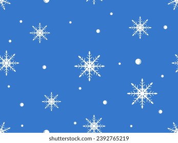 Christmas or New year seamless pattern with snowflakes on blue sky background vector illustration.